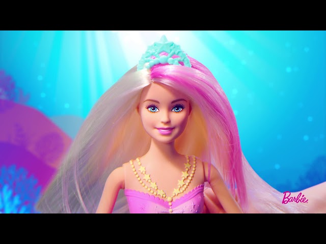 Barbie Dreamtopia poupée sirène lumière et danse aquatique dans l'eau  arc-en-ciel blonde Couleurs et Lumières