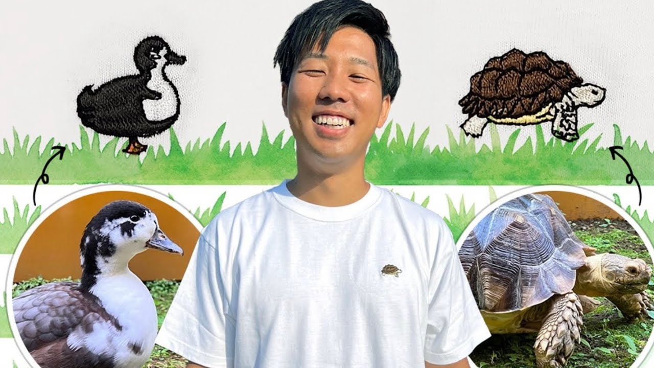 I made a T-shirt with goma and taroimo embroidered. - YouTube