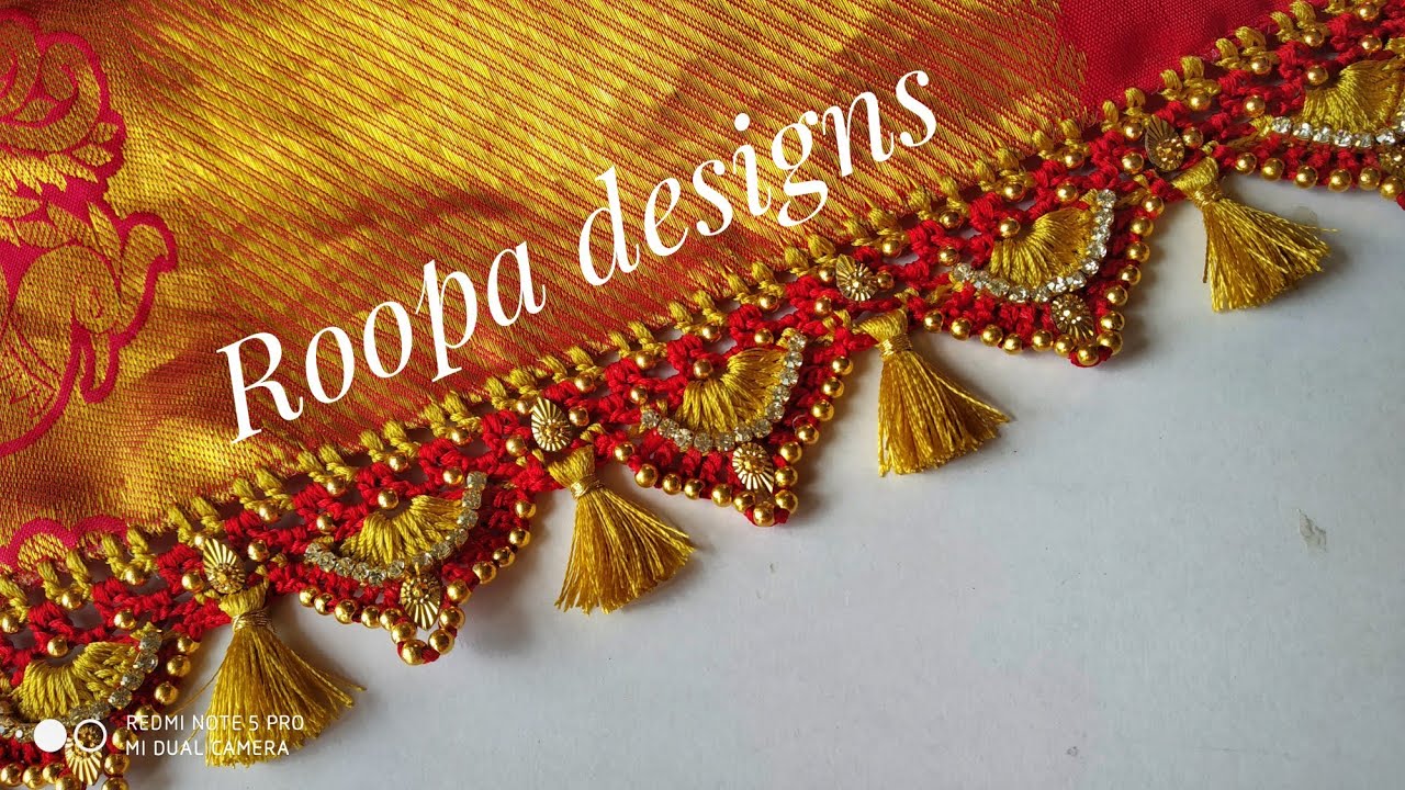 New Design wedding Saree kuchu crochet design /gold beads crochet ...