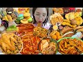 SUB)먹방 VLOG)우리할매떡볶이 가마치통닭 국물닭발&납작당면 치즈볼&연유 뚜레쥬르빵 마카롱&스콘&빵파티 닭발볶음밥 짜장칼볶이 알탕 옛날도나스 마늘바게트 돼지파티 MUKBANG