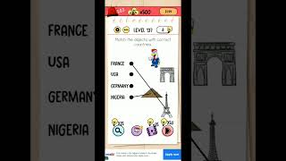 Brain Test Tricky Puzzle Level 137 solved || Match the objects with correct countries level solution screenshot 2
