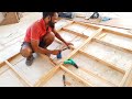 5&#39;6&quot;×6&#39;6&quot; double bed wooden farme making process ! how to build wooden farme for bed