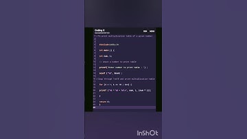 To print multiplication table of a given number in C. #cpp #c #cprogramming #coding #code #coder #js