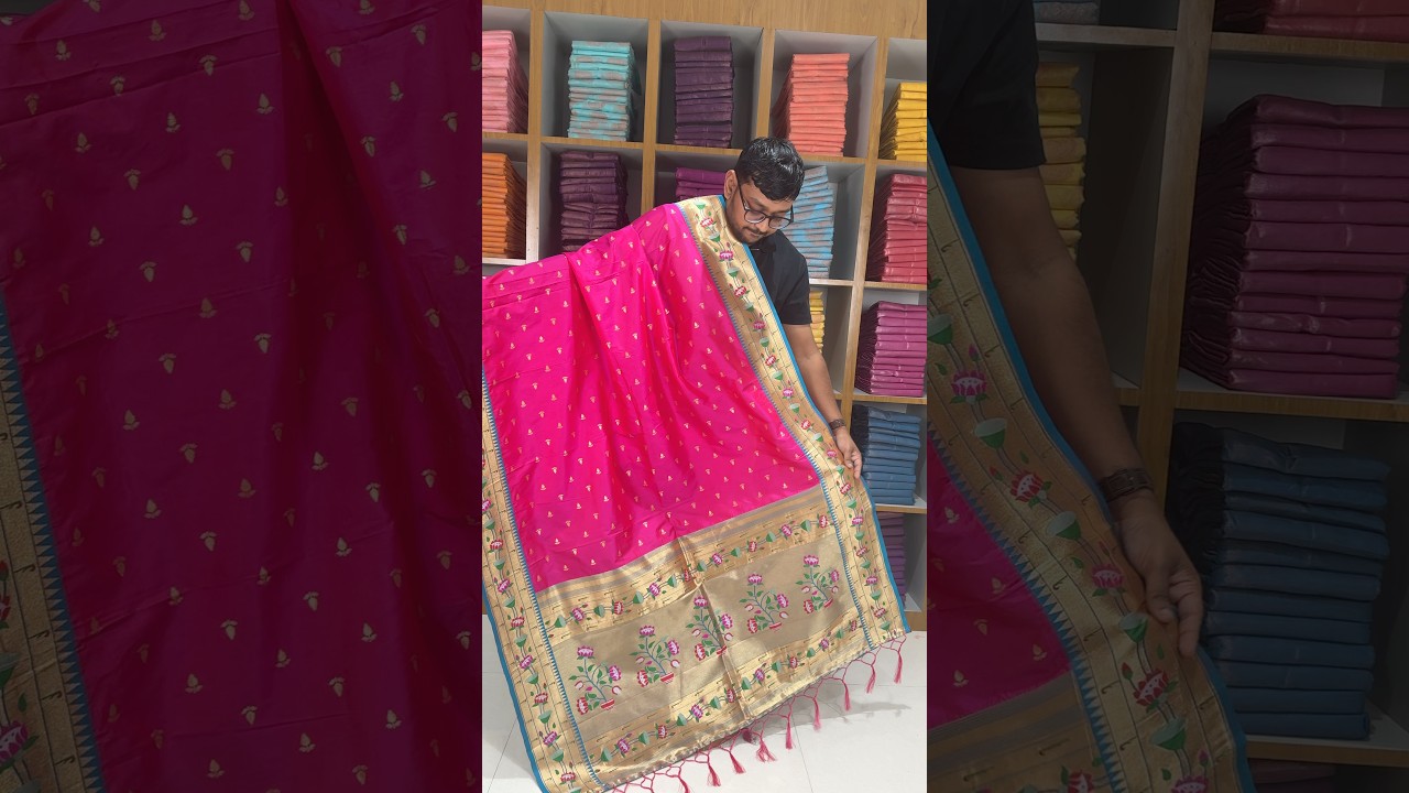Pure Zari Lotus Flower Motif Paithani Dupatta