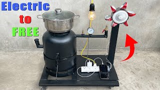 Waste Oil Stove combined with FREE power station |New Creative ideas 2023 with Used Oil Burner Stove