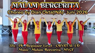 MALAM BERCERITA ll Line Dance ll Choreo by Dian Okta (INA)- June 2026 ll Demo by CRYSTAL LD 