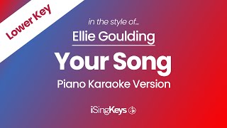 Your Song - in the style of Ellie Goulding - Piano Karaoke Instrumental - Lower Key