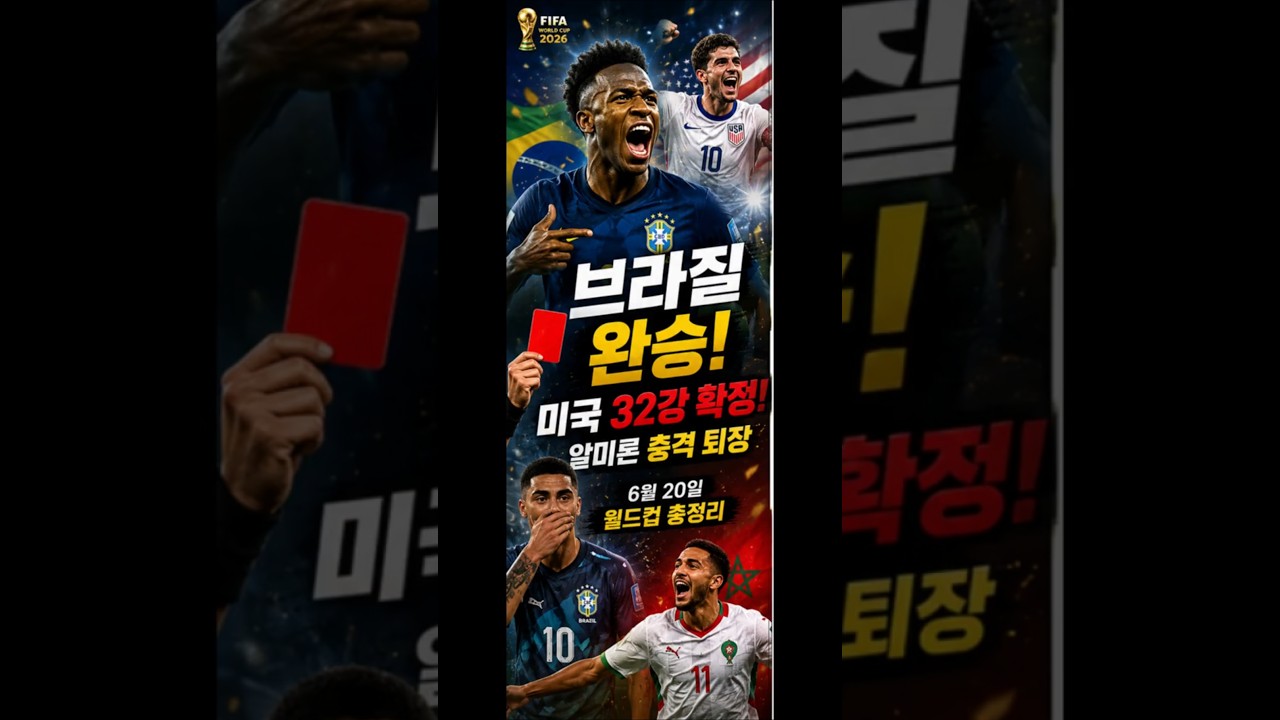 오늘의 월드컵-브라질 비니시우스 맹활약~파라과이 알미론 입막음 퇴장1호 충격~! #북중미월드컵 #비니시우스 #알미론퇴장