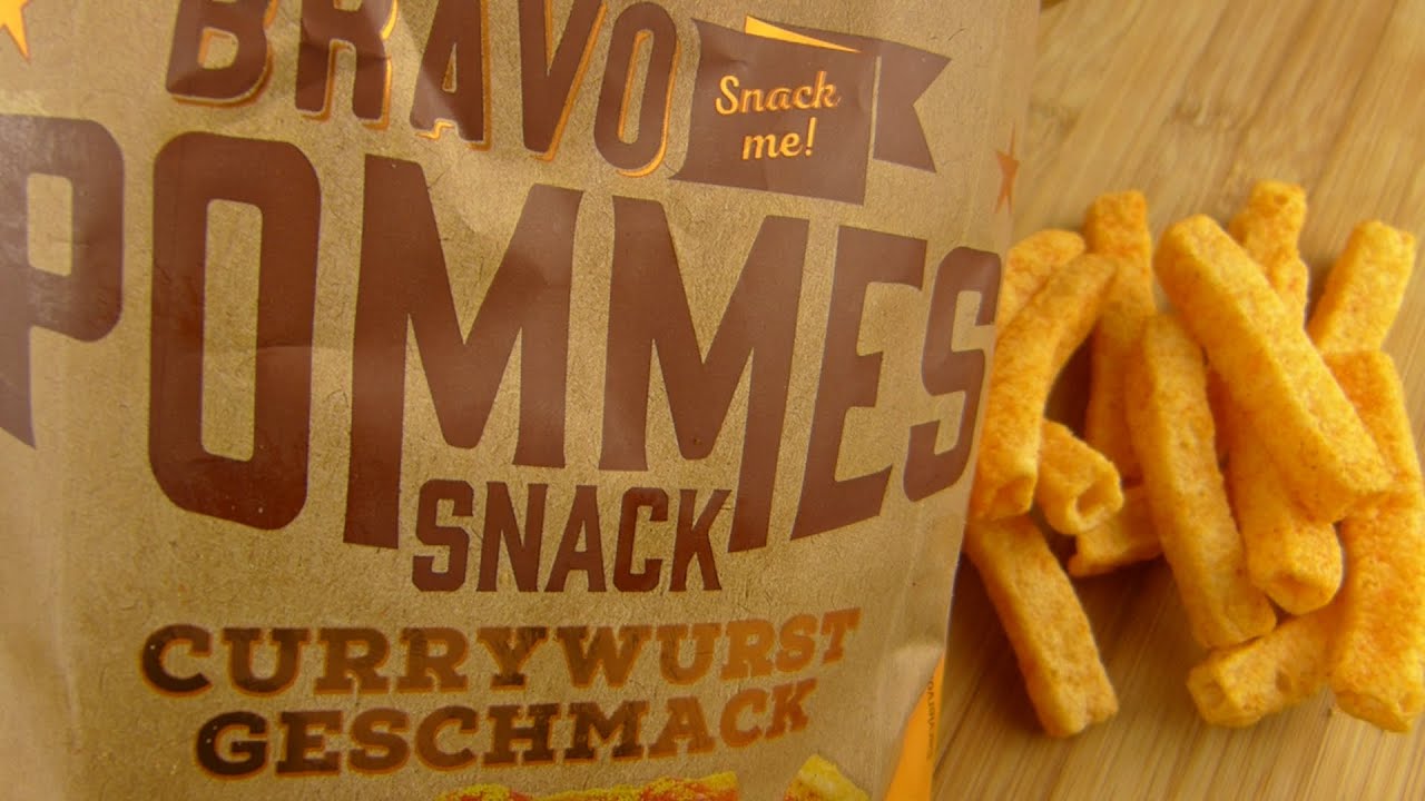 Bravo Pommes Snack Currywurst Flavor / Geschmack - YouTube