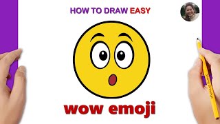 How to draw a face with open mouth emoji easy | Wow emoji drawing