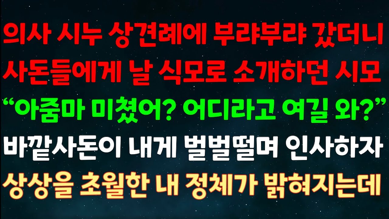 (실화사연) 의사 시누 상견례에 갔더니 사돈들에게 날 식모로 소개하던 시모