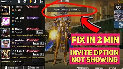 🤯Invite Option Not Showing  in bgmi | Request timed out  bgmi | How to Fix Invite option not showing