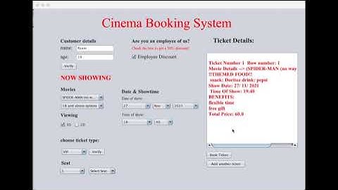 Cinema Booking System In Java