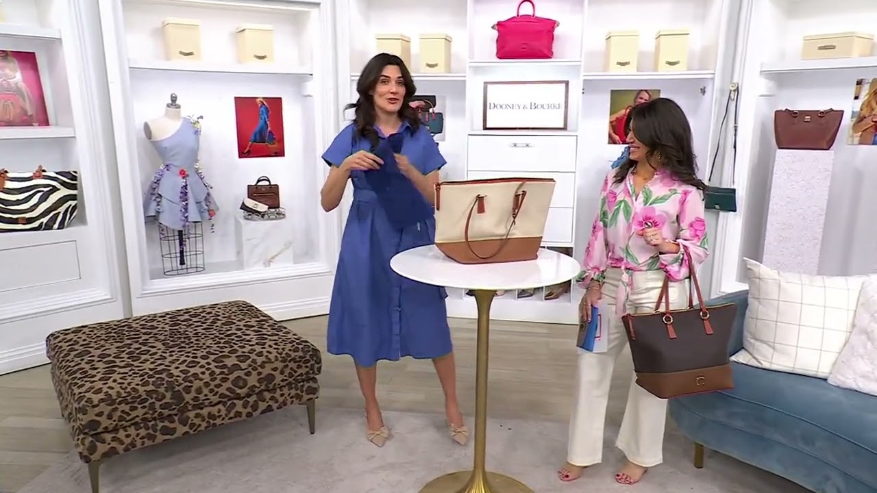 Dooney &amp; Bourke Colorblock Pebble Leather Large Tobi Tote on QVC