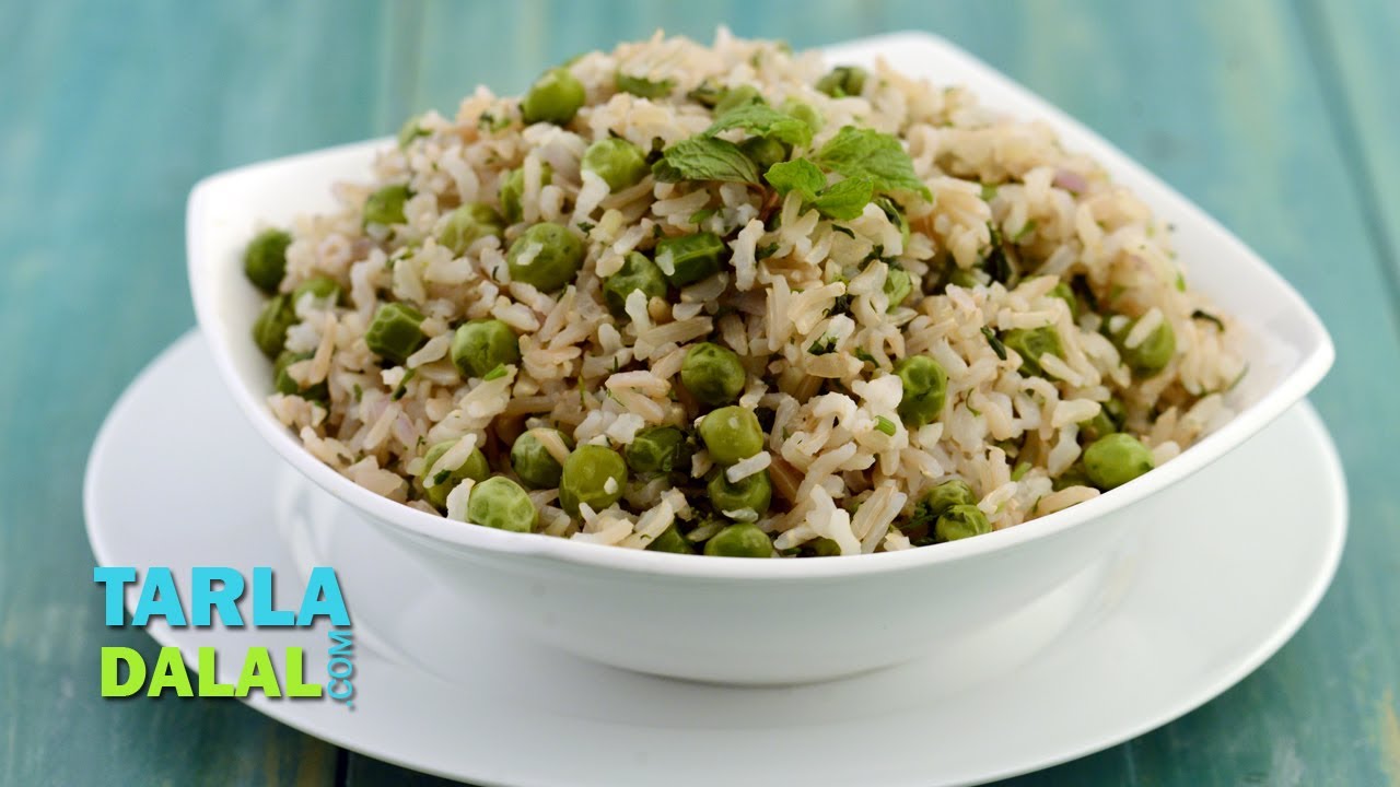 Green Peas and Mint Pulao (Low Cholesterol Recipe) by Tarla Dalal