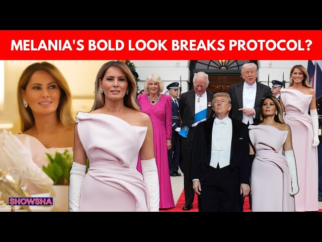 melania state dinner dress Trump finally dresses APPROPRIATELY #trump #kingcharles #queencamilla #melaniatrump #statevisit Melania Trump's bold green gown