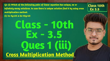 Exercise 3.5, Question 1 (iii),Maths (Pair of Linear Equations in Two Variables) NCERT CBSE Class 10