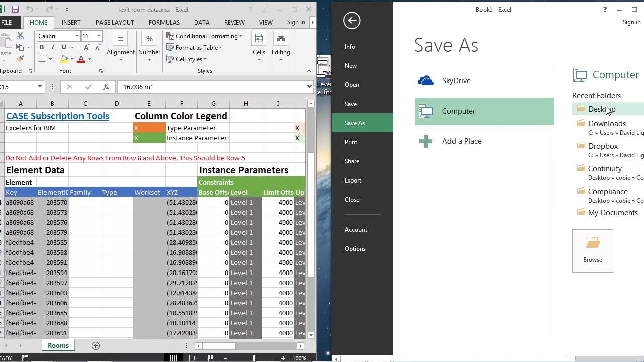 revit excel import