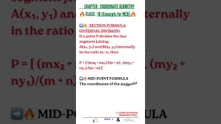 “Class 10 ke liye most important formula!” Coordinate geometry #exam #math #shorts #viral