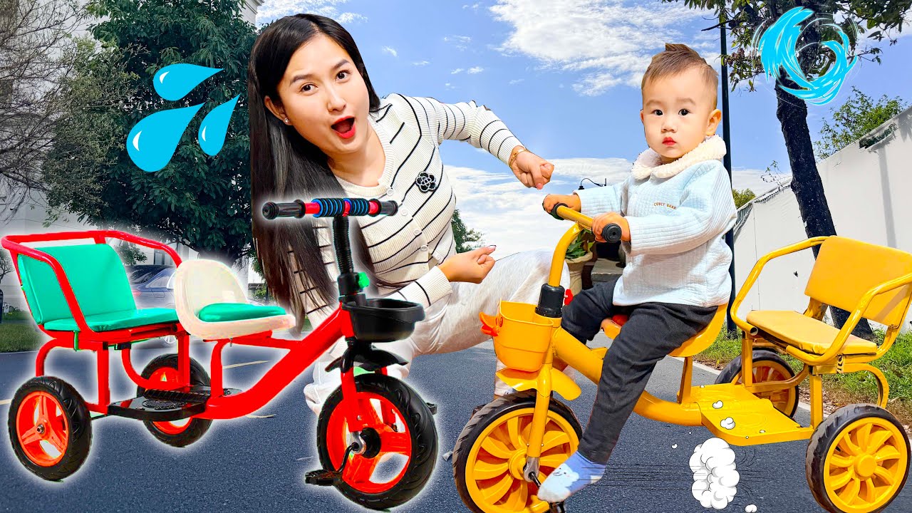 Cam Cam review xe đạp xích lô, xe đạp đôi cho em Táo.