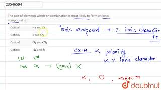 The pair of elements which on combination is most likely to form an ionic compound is: