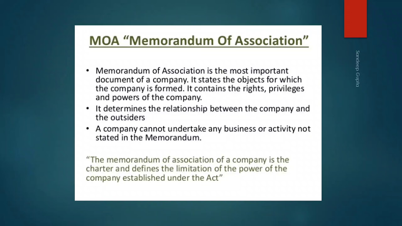 Memorandum of Association and Articles of Association PPT