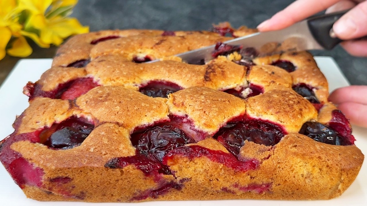 Сливовый пирог 😋, который тает во рту! Просто и вкусно! Лучший рецепт за 10 минут!