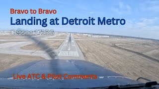 Landing at Detroit Metro in Cessna 172 RG | REAL ATC Audio | REAL AIRPLANE | REAL PILOT