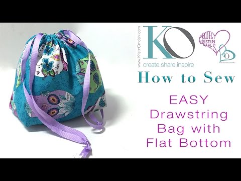 How to Sew an EASY Drawstring Bag with Flat Bottom FREE DIY Sewing Pattern