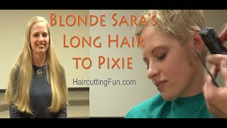 Preview clip for Blonde Sara's Long Hair to Pixie Transformation Haircut