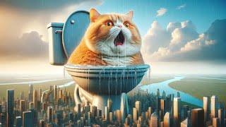 Cat meet Skibidi Toilet cat…😭 😱😱#cat #cute #funny #ai #aiimages