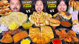 Eating Challenge INDIAN STREET FOOD Panipuri,Burger,Momos,Chowmin,Pav bhaji | Food Challenge Mukbang