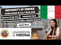 University of Verona Complete Application process 2025| Study in Italy 2025| Without application fee