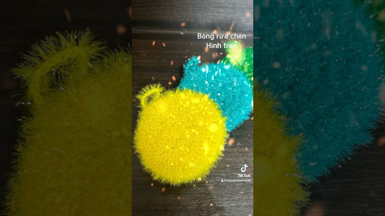 Đan móc thủ công miếng bông rửa chén tại nhà 