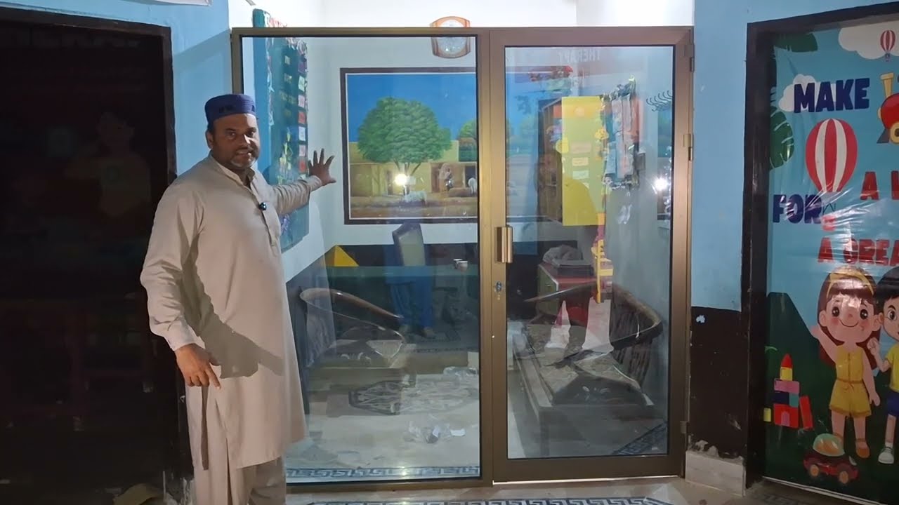 Aluminium door glass blue one side