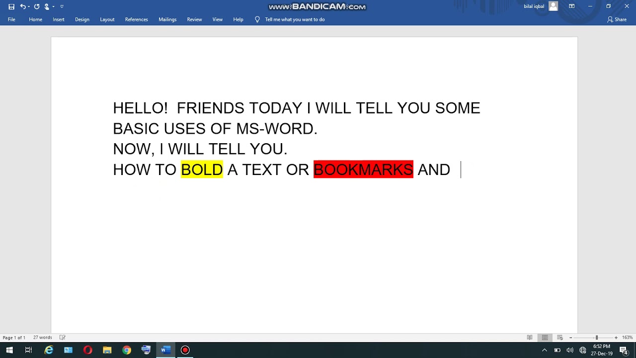 How to Bold a text/bookmarks/hyperlinks (MS-Word) - YouTube