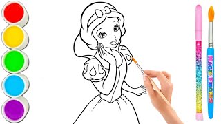 Coloring with Sticker Book Dress Up Disney Princess Ariel,Snow White,Belle,Cinderella,