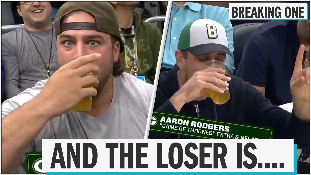Watch Aaron Rodgers lose a beer chugging contest to Bakhtiari and