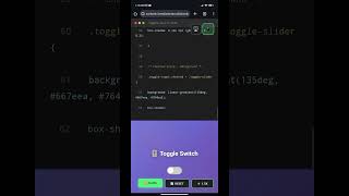 live code with preview html css toggle switch animation #html #css