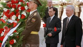 Wreath Ceremony Boris Yeltsin Lays Flowers 8 May 1998 Russian Anthem - High Quality Unknown Soldier