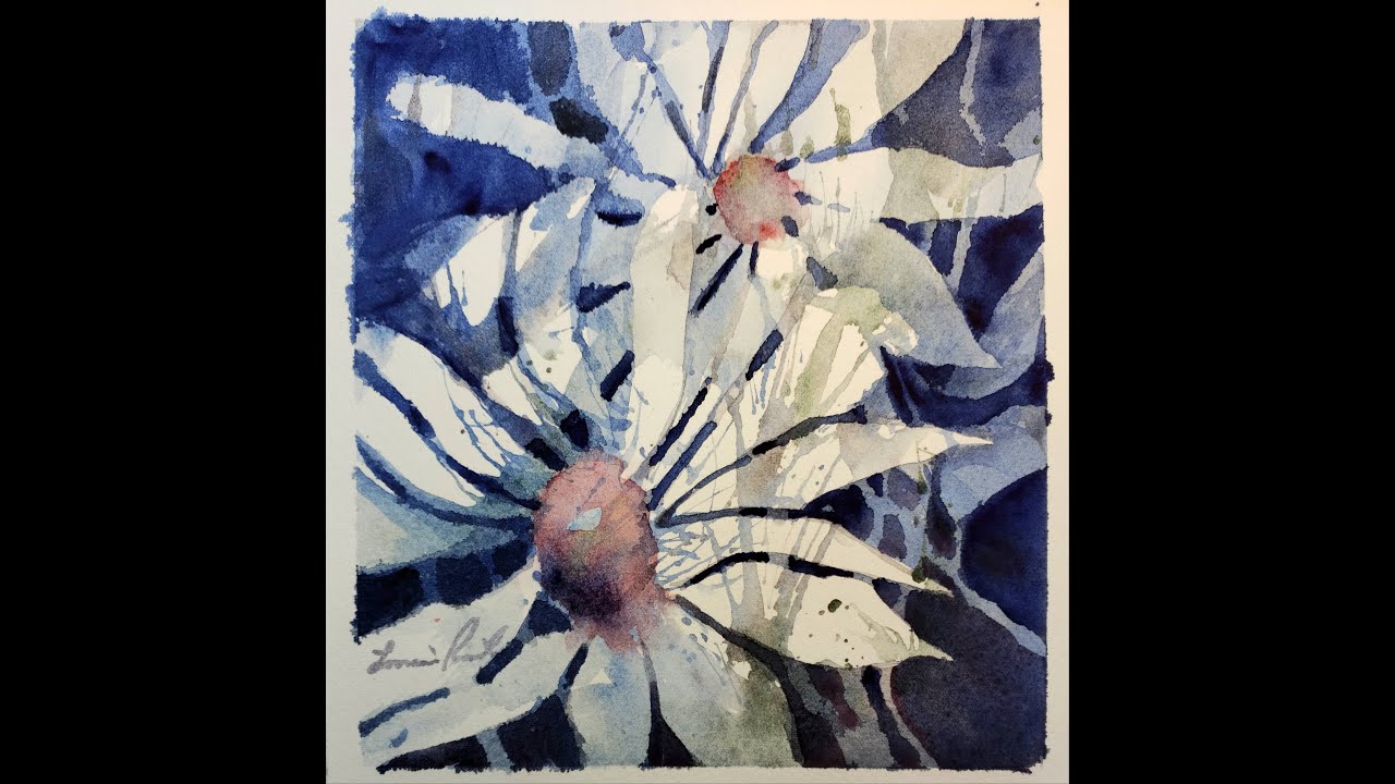Negative painting techniques to paint flowers with watercolor