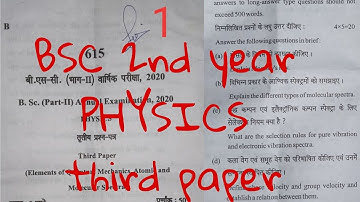 Elements of quantum mechanics, Atomic and molecular spectra paper 2020 | BSC Chemestry old paper