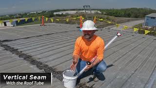 Metal Roof Coating Vertical Seams With The Roof Tube