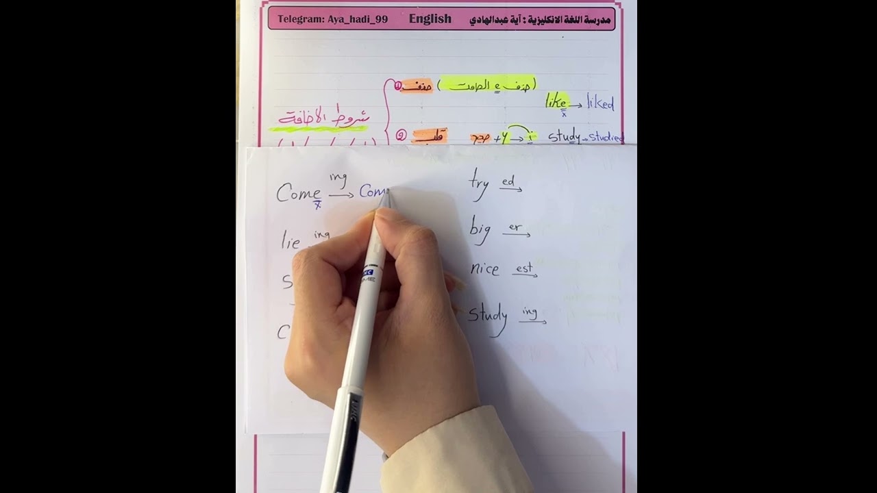 شروط الاضافة (ed/ing/er/est) #ثالث_متوسط #وزاريات #مرشحات