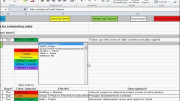 Excel spreadsheet providing list of reminders / future tasks / to-do items (Video 1 of 3) - Freeware