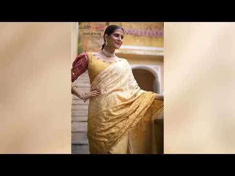 Chiffon Festive Ombre Saree in Yellow with Embroidered work-1828203