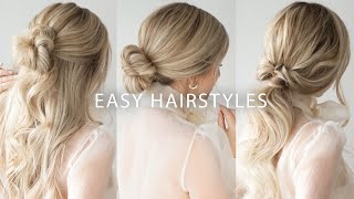 THREE 3 MINUTE EASY HAIRSTYLES  Medium and Long Hair Tutorial