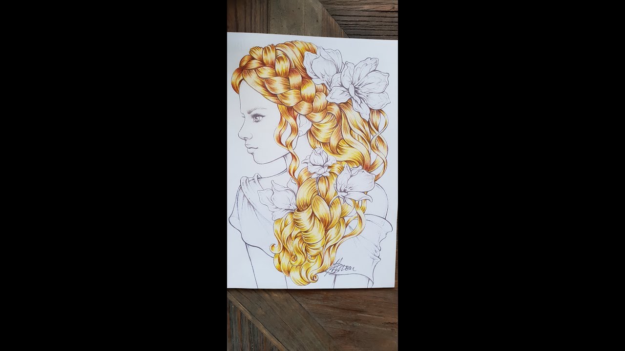 Cheveux blond Vénitien aux Prismacolors