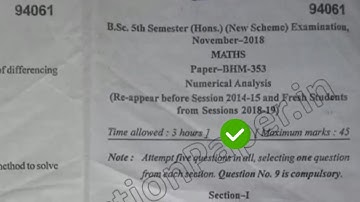 2018 Mdu BSc Mathematics Hons 5th Sem Numerical Analysis Question Paper
