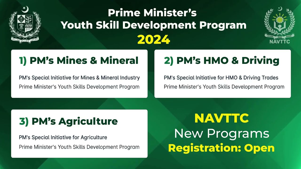 Prime Minister's Youth Skill Development Programme (PMYSDP) & NAVTTC New Courses 2024